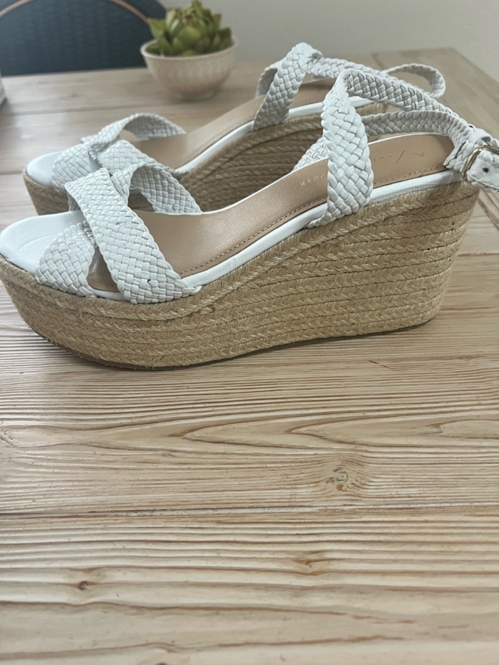 Anthropologie Woven Strap Espadrille Platform Wedge Sandals White Size 8 - Picture 5 of 8